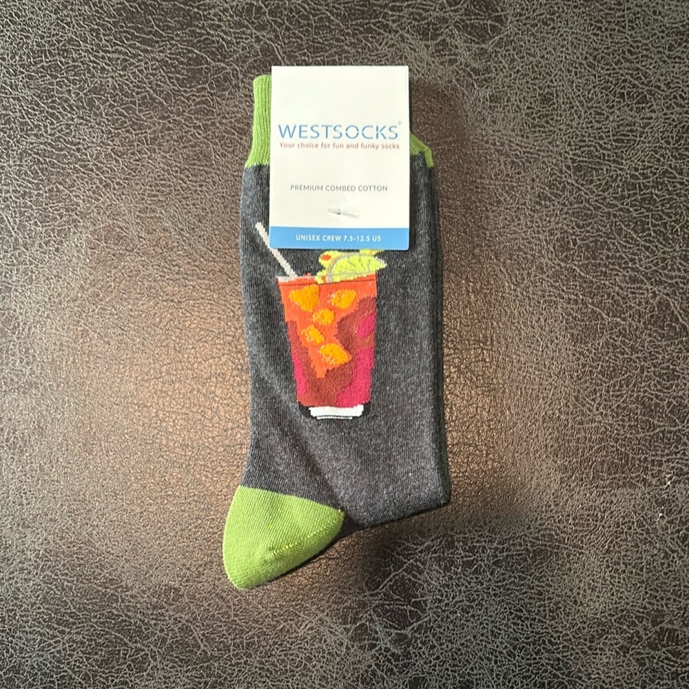 Gray and Green Men's Crew Socks